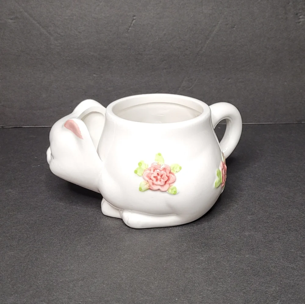 Cute Kitty & Roses Tea Cup with Tea Bag Pocket